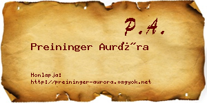 Preininger Auróra névjegykártya